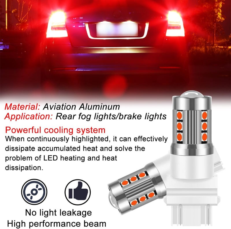 Mandark 3157 T25 LED Car Turn Signal Bulbs, 2PCS Super Bright Automotive Front Rear Blinker Light, Brighter Vehicle Marker Parking Lighting Accessories, Universal for SUV Sedan Truck (Red) - Image 2